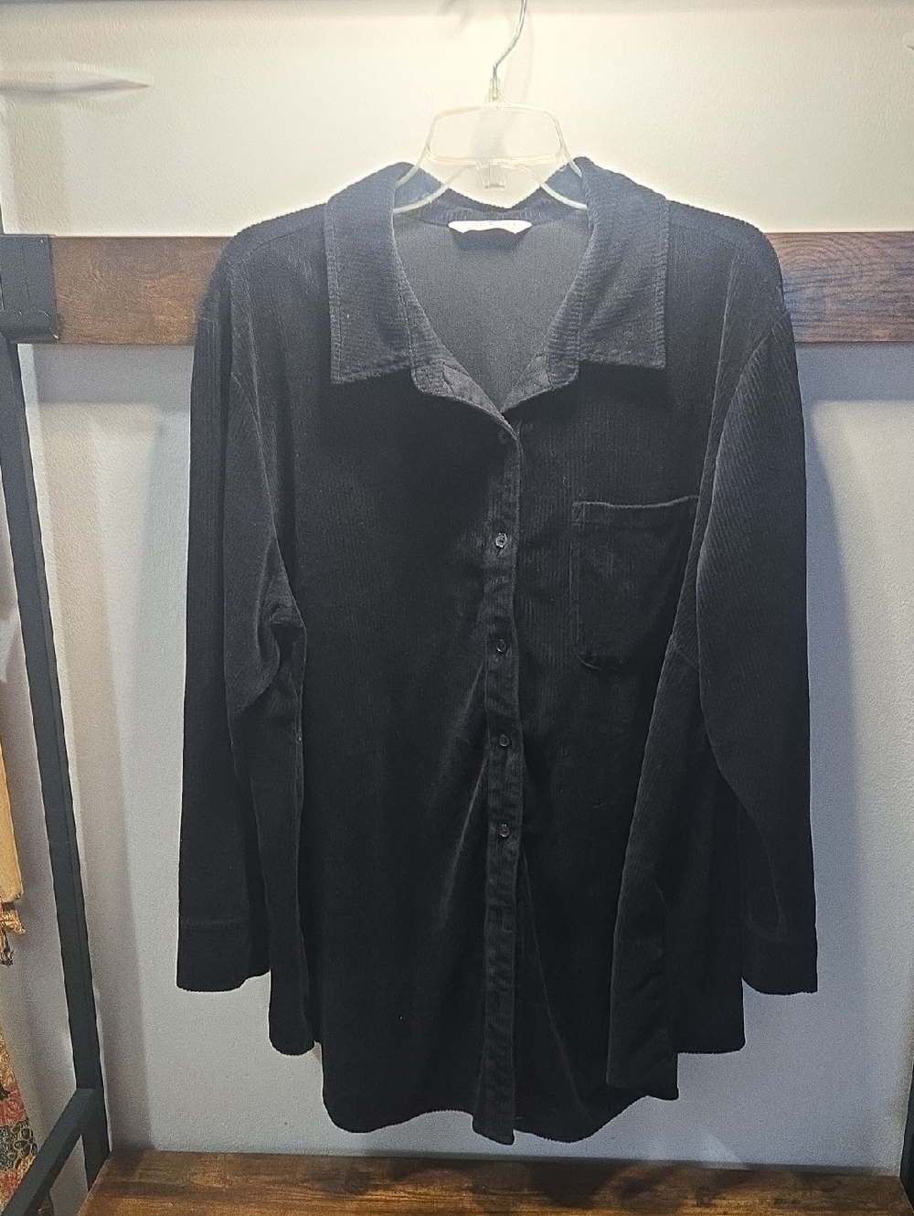Active USA Black Corduroy Button-Down Shirt